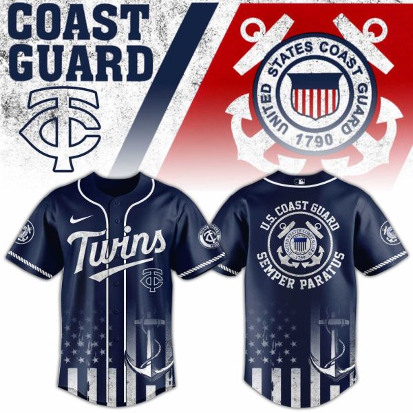 U.S. Coast Guard Twins Jersey - Semper Paratus Navy Blue Baseball Shirt