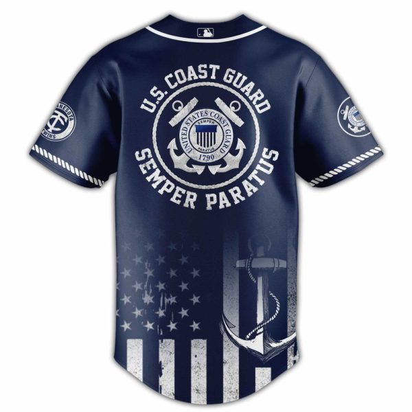 U.S. Coast Guard Twins Jersey - Semper Paratus Navy Blue Baseball Shirt