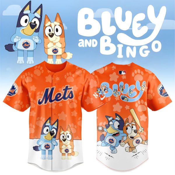 Bluey & Bingo Mets Kids' Jersey - Fun Cartoon Baseball Shirt For Fans