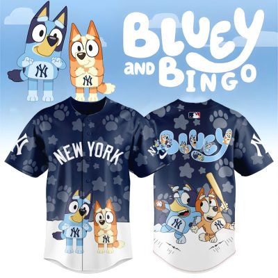 Bluey & Bingo New York Baseball Jersey – Fun Cartoon Fan Apparel For Kids & Adults