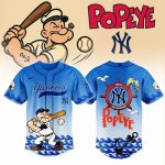 Limited Edition Popeye Yankees Baseball Jersey - Bold Blue Design For Fans