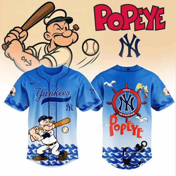 Limited Edition Popeye Yankees Baseball Jersey - Bold Blue Design For Fans