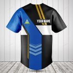 Customizable Blue & Black Baseball Jersey - Unique Design, Add Your Name!