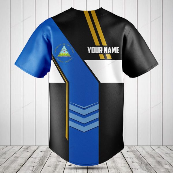 Customizable Blue & Black Baseball Jersey - Unique Design, Add Your Name!