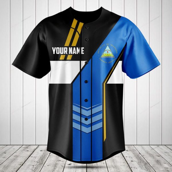Customizable Blue & Black Baseball Jersey - Unique Design, Add Your Name!