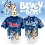 Bluey And Bingo Phillies Kids' Baseball Jersey - Fun Cartoon Design