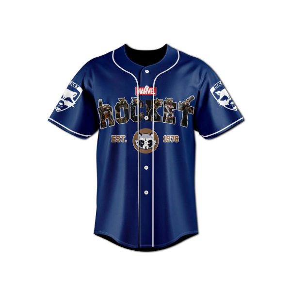 Marvel Rocket Raccoon Baseball Jersey - Limited Edition Navy Blue Sportswear