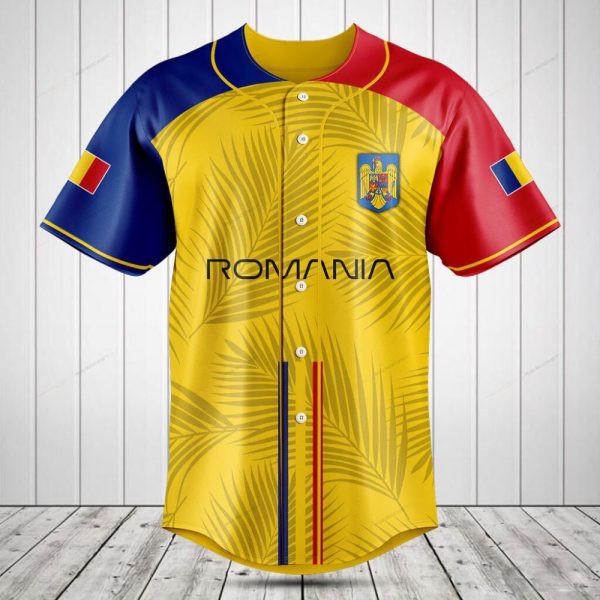 Romania National Team Baseball Jersey – Vibrant Yellow, Blue & Red Design, Unisex Fan Apparel