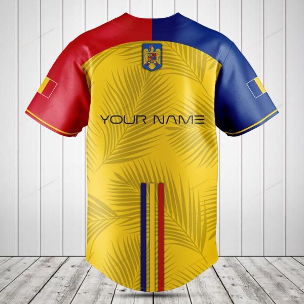 Romania National Team Baseball Jersey – Vibrant Yellow, Blue & Red Design, Unisex Fan Apparel
