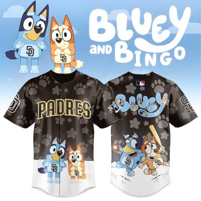 Bluey & Bingo Padres Baseball Jersey - Fun Cartoon Design For Kids & Fans!