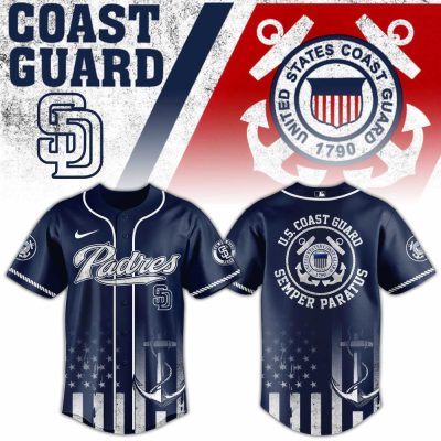 U.S. Coast Guard Padres Jersey - Navy Blue, Patriotic Design For Fans