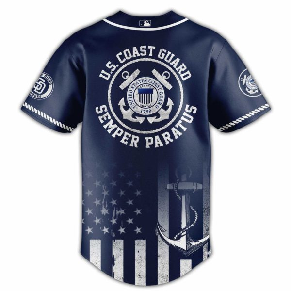 U.S. Coast Guard Padres Jersey - Navy Blue, Patriotic Design For Fans