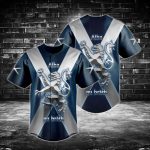 Scottish Pride Baseball Jersey - Alba Gu Brath Lion Design, Stylish Blue & White Apparel