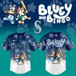 Bluey & Bingo Mariners Kids Jersey - Official Mlb Baseball Shirt - Fun & Playful Design For Young Fans!