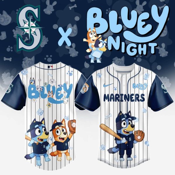 Limited Edition Bluey Mariners Baseball Jersey - Kids' Favorite Sportswear!