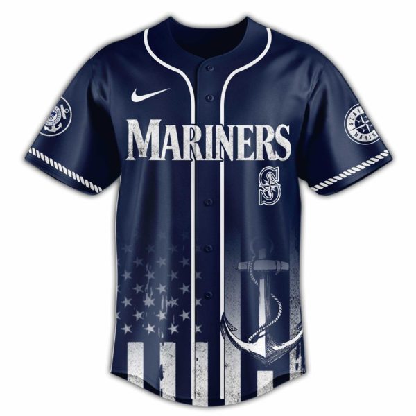 Mariners Coast Guard Baseball Jersey - Navy Blue, Patriotic Design, Unisex