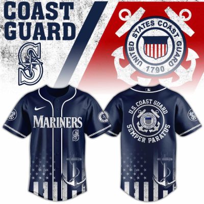 Mariners Coast Guard Baseball Jersey - Navy Blue, Patriotic Design, Unisex