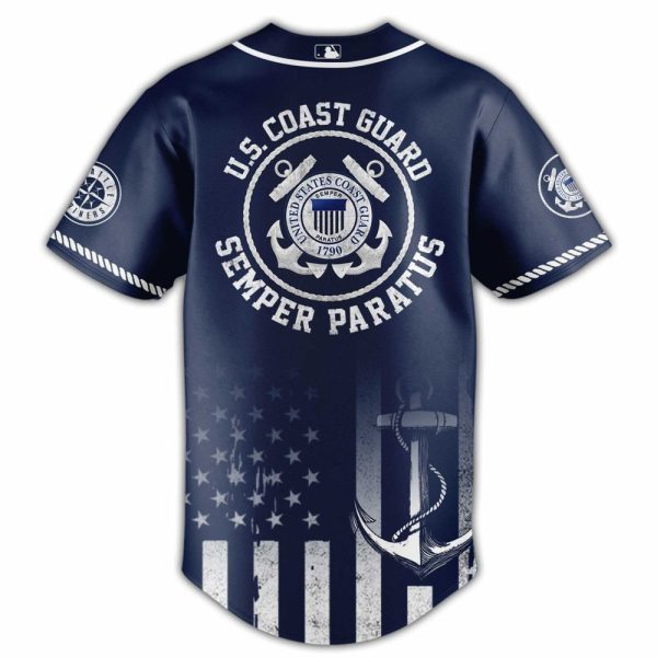 Mariners Coast Guard Baseball Jersey - Navy Blue, Patriotic Design, Unisex