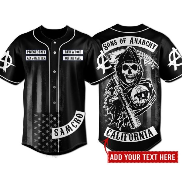 Sons Of Anarchy Customizable Baseball Jersey - Samcro Style Shirt For Fans
