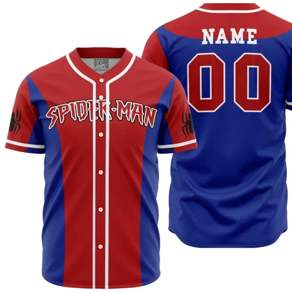 Custom Spider-Man Baseball Jersey – Personalized Name & Number – Red/Blue Fan Gear