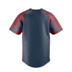 Stylish Blue & Red Baseball Jersey With Gold Emblem – Perfect For Fans & Casual Wear