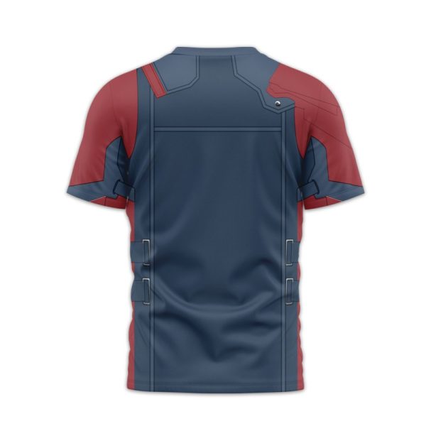 Stylish Blue & Red Baseball Jersey With Gold Emblem – Perfect For Fans & Casual Wear