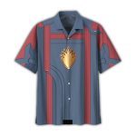 Stylish Blue & Red Baseball Jersey With Gold Emblem – Perfect For Fans & Casual Wear