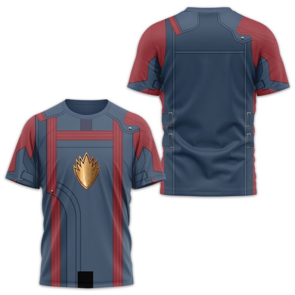 Stylish Blue & Red Baseball Jersey With Gold Emblem – Perfect For Fans & Casual Wear