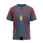 Stylish Blue & Red Baseball Jersey With Gold Emblem – Perfect For Fans & Casual Wear