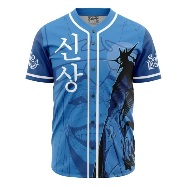 Anime-Inspired Blue Baseball Jersey , Stylish Graphic Design , Limited Edition Apparel