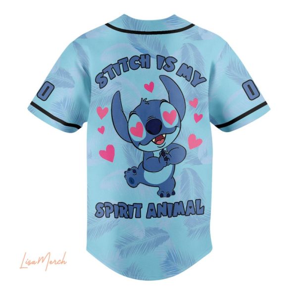 Custom Stitch Baseball Jersey - Personalize With Name & Number - Cute Blue Spirit Animal Design