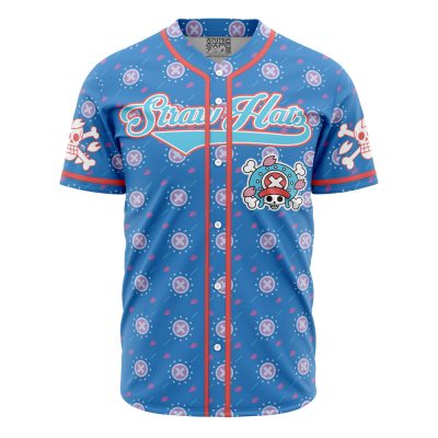 Anime Straw Hat Pirate Baseball Jersey - Blue Graphic Tee For Fans