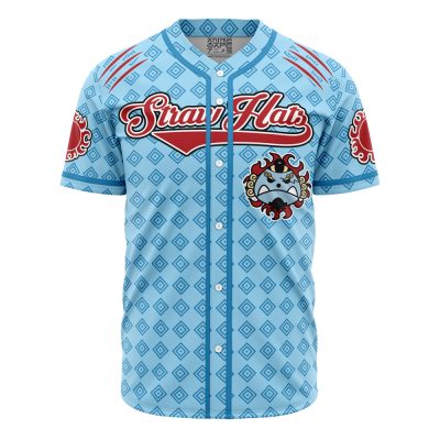 Anime-Inspired Blue Baseball Jersey – Unique Straw Hat Design