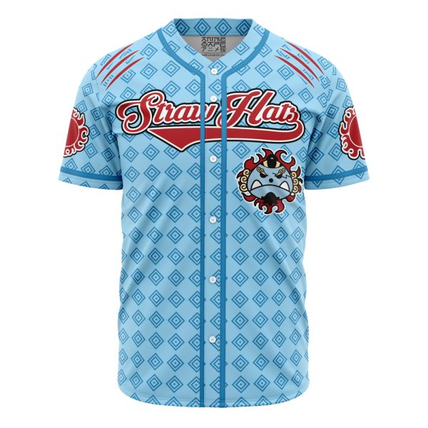 Anime-Inspired Blue Baseball Jersey – Unique Straw Hat Design