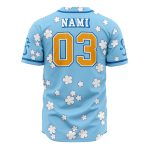 Anime Straw Hat Baseball Jersey – Stylish Blue Floral Design, Unisex Casual Wear
