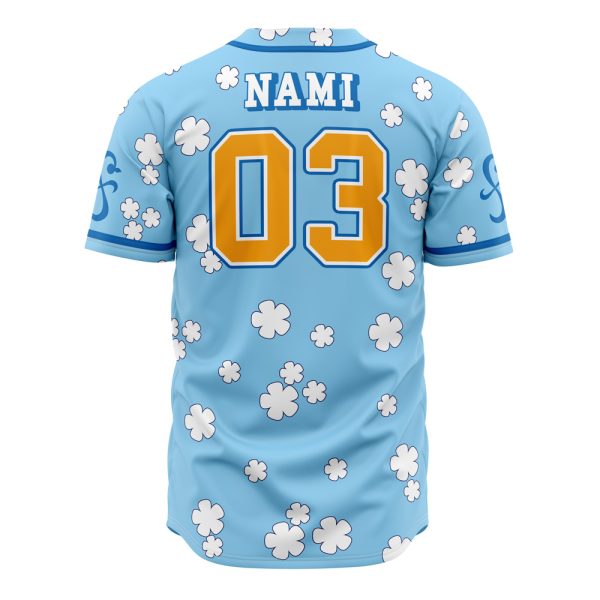 Anime Straw Hat Baseball Jersey – Stylish Blue Floral Design, Unisex Casual Wear