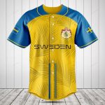 Sweden Pride Baseball Jersey - Yellow & Blue Tropical Design - Unisex Sport Shirt