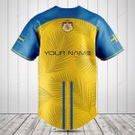 Sweden Pride Baseball Jersey - Yellow & Blue Tropical Design - Unisex Sport Shirt