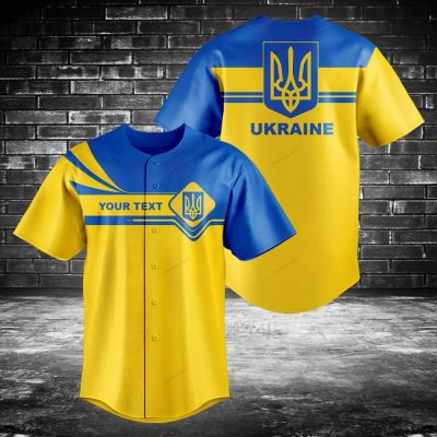 Customizable Ukraine Baseball Jersey – Blue & Yellow National Pride Gear