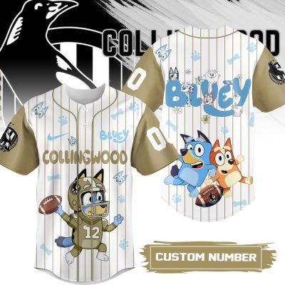 Custom Collingwood Bluey Kids' Jersey – Personalized Number, Fun Cartoon Design