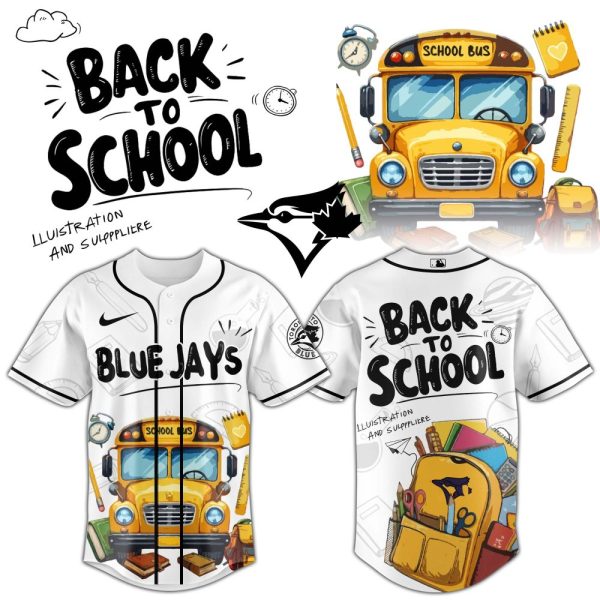Blue Jays Back To School Baseball Jersey - Unique School Bus Design For Fans