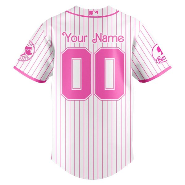 Custom Blue Jays Barbie Night Game Jersey - Pink Stripe Limited Edition