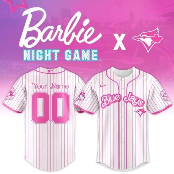 Custom Blue Jays Barbie Night Game Jersey - Pink Stripe Limited Edition