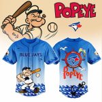 Limited Edition Popeye Blue Jays Baseball Jersey – Iconic Cartoon Design