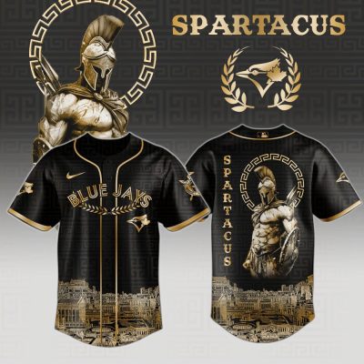 Spartacus Warrior Baseball Jersey – Black & Gold Blue Jays Design, Limited Edition