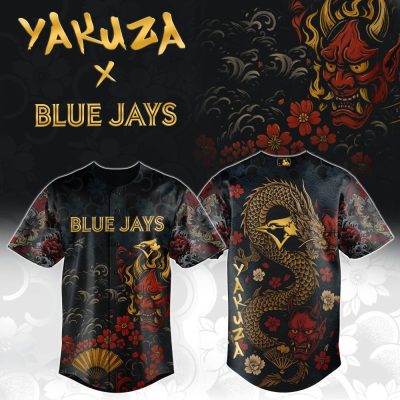 Limited Edition Yakuza X Blue Jays Dragon & Oni Baseball Jersey - Bold & Stylish Design