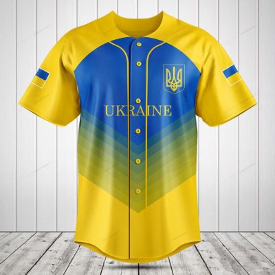 Men'S Ukraine Baseball Jersey - Blue & Yellow - National Pride Sportswear Top