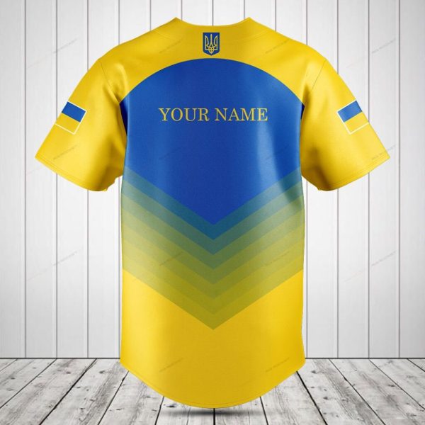 Men'S Ukraine Baseball Jersey - Blue & Yellow - National Pride Sportswear Top