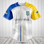 Ukraine Baseball Jersey - Stylish Blue & Yellow Palm Print Sportswear