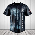 Custom White Wolf Baseball Jersey - Personalized Cool Blue Design For Men/Women